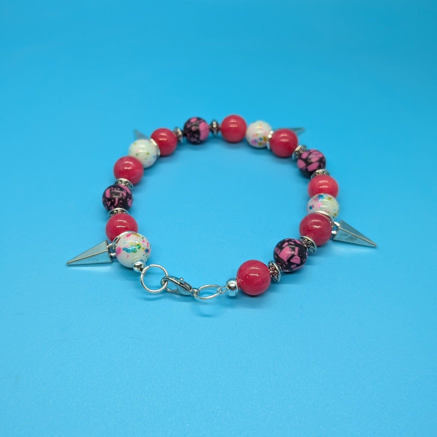 Pink & White Spike Bracelet