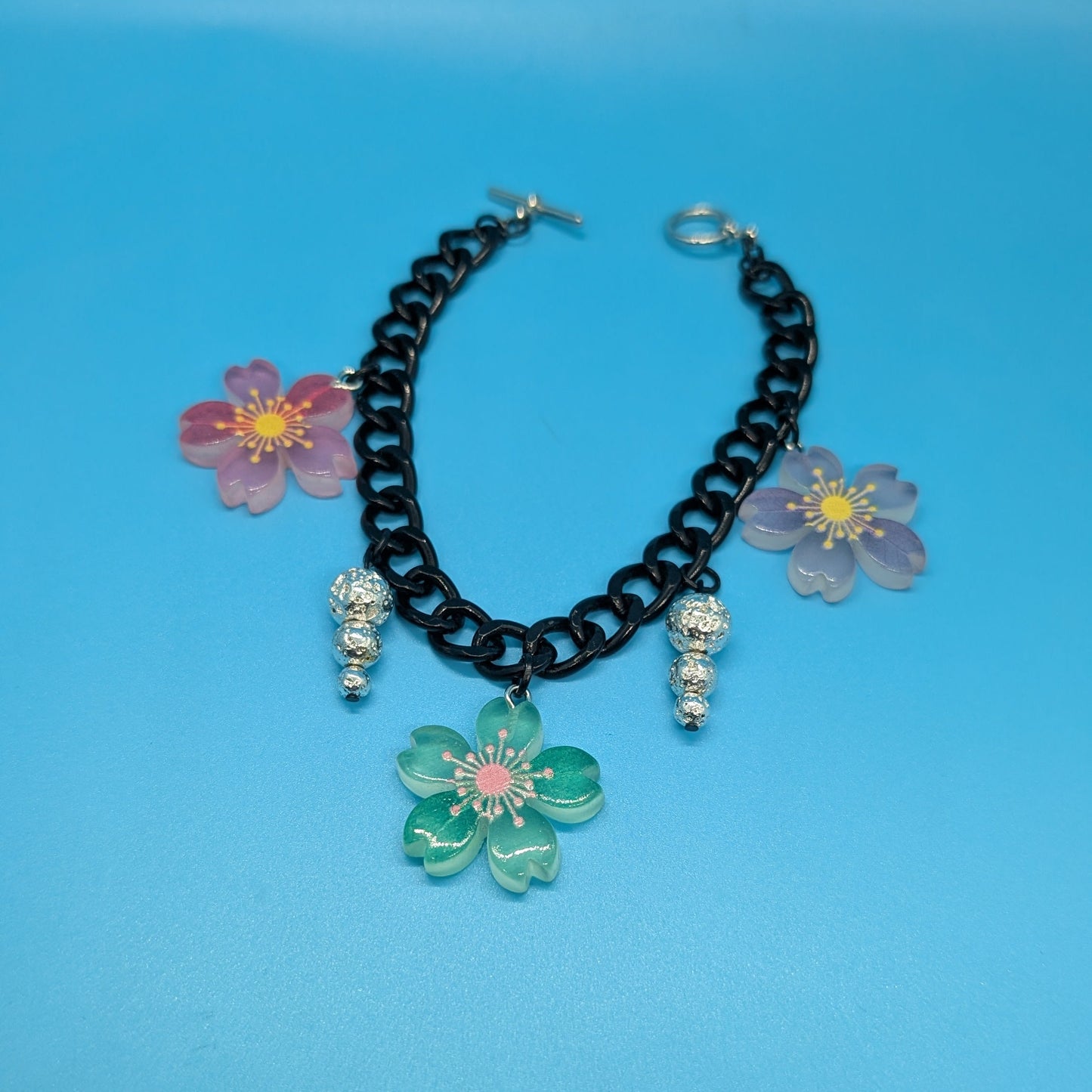 Flower Lava Bead Bracelet