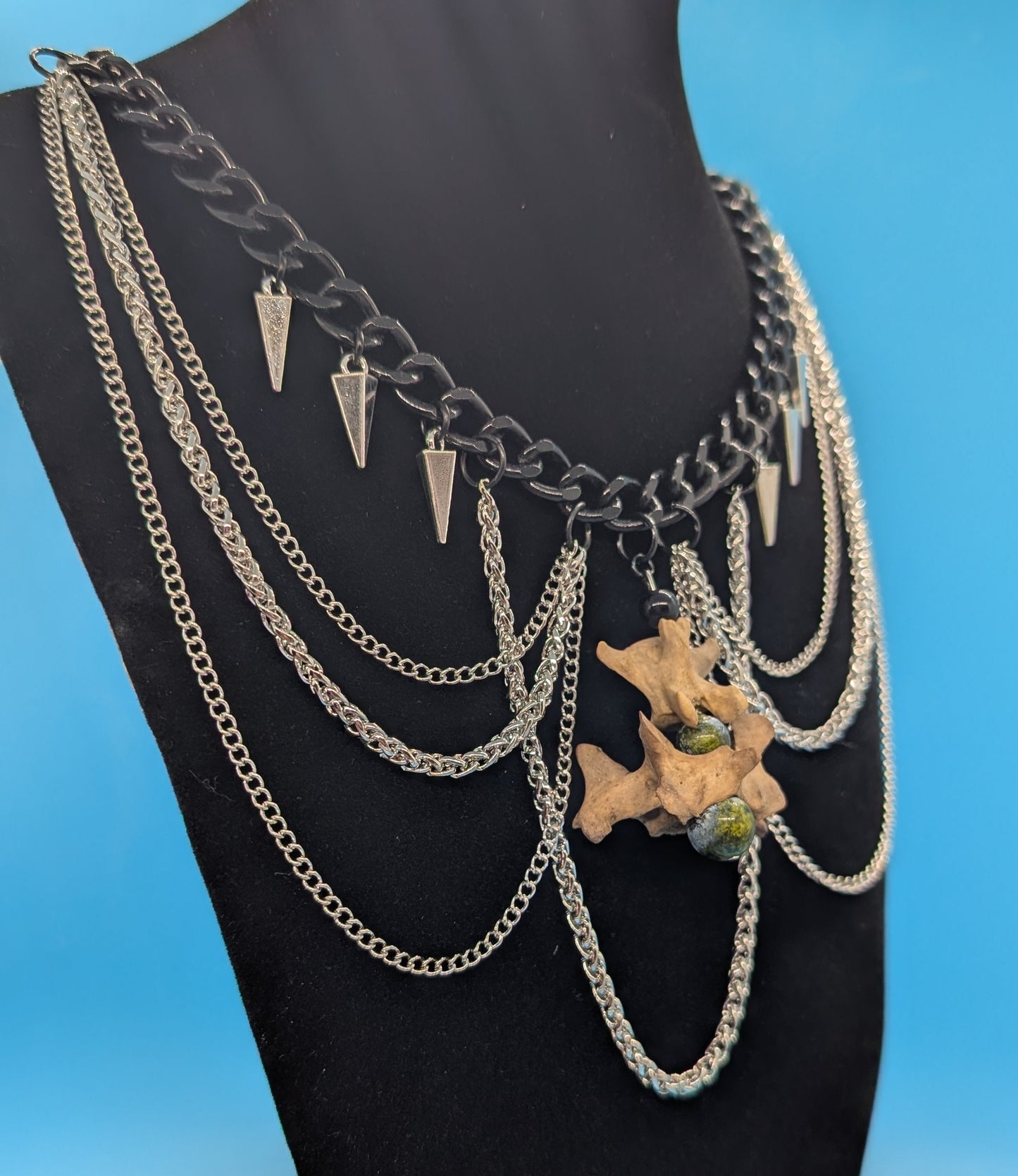 Black & Silver Racoon Bone Choker