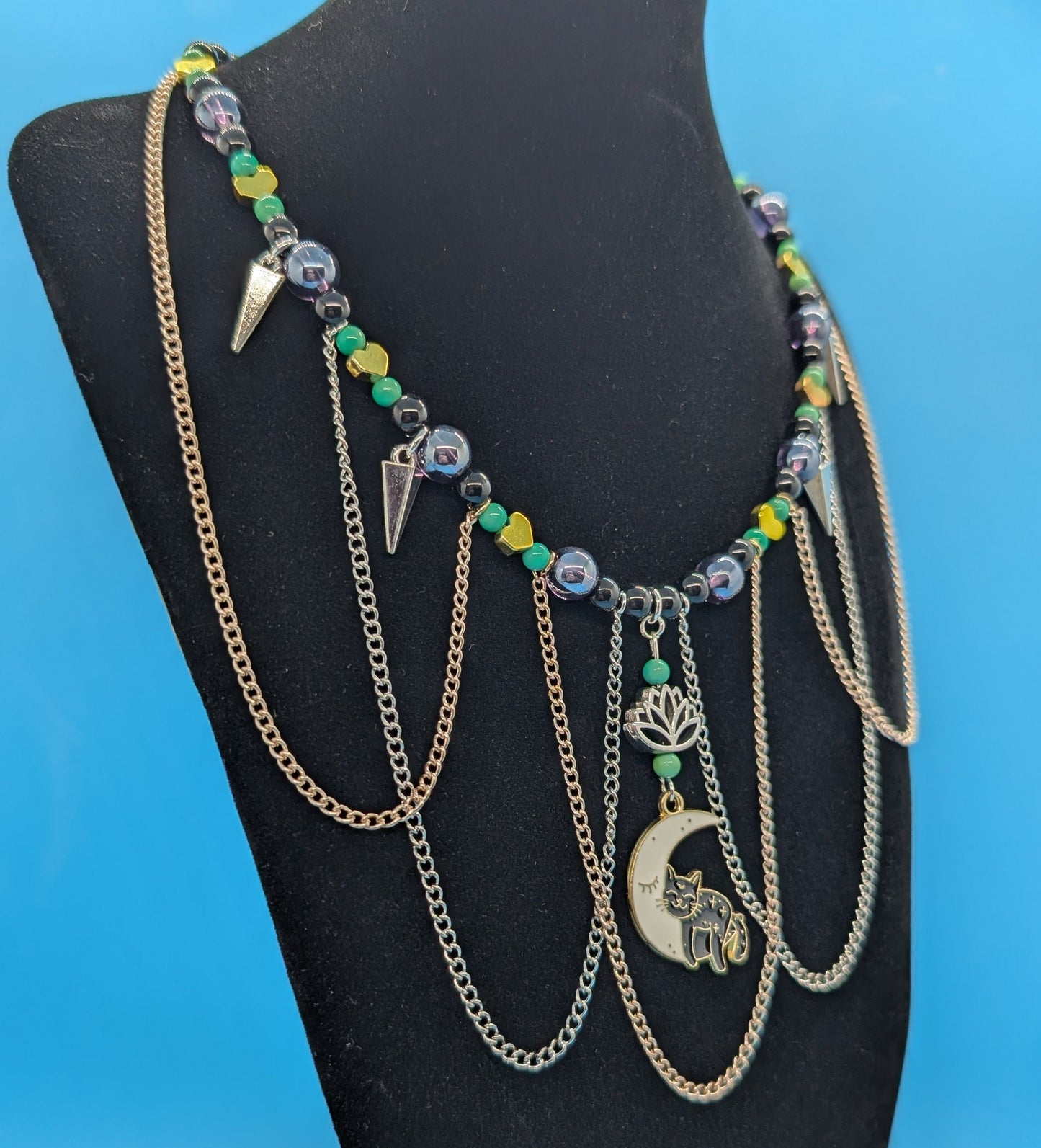 Sleepy Kitty Lotus Necklace