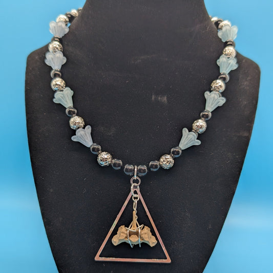 Powder Blue & Silver Rabbit Bone Necklace