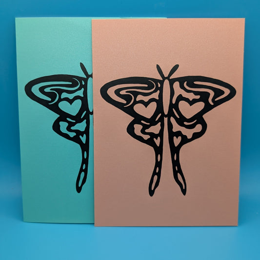 Heart Luna Moth Greeting Card