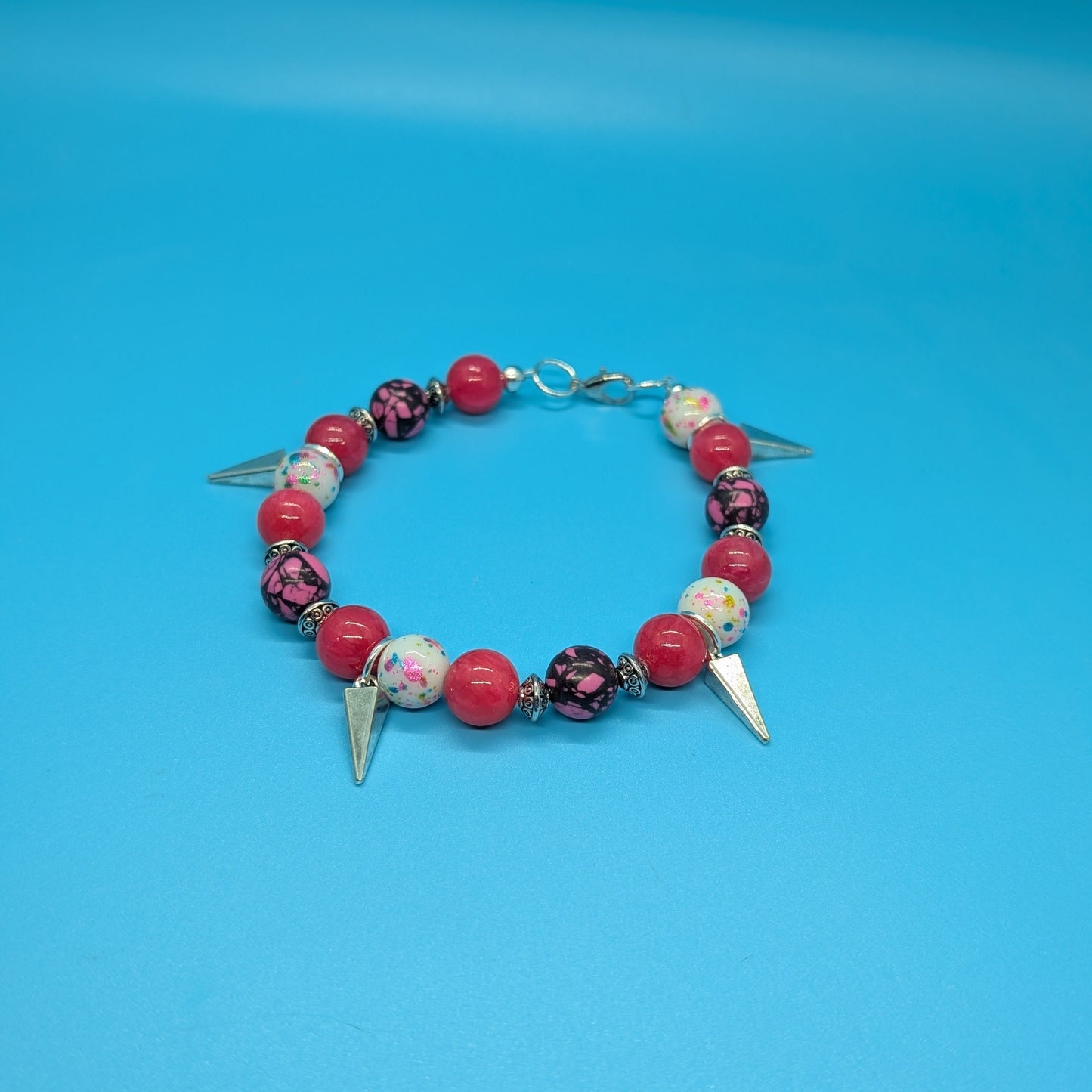 Pink & White Spike Bracelet