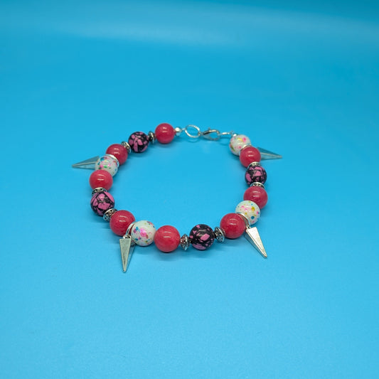 Pink and White Spike Bracelet
