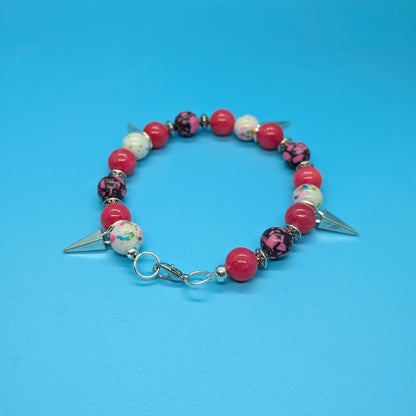 Pink & White Spike Bracelet