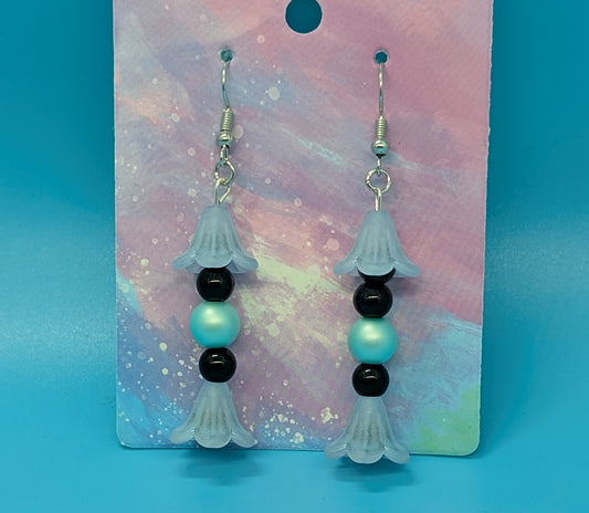 Short Blue Flower Earrings