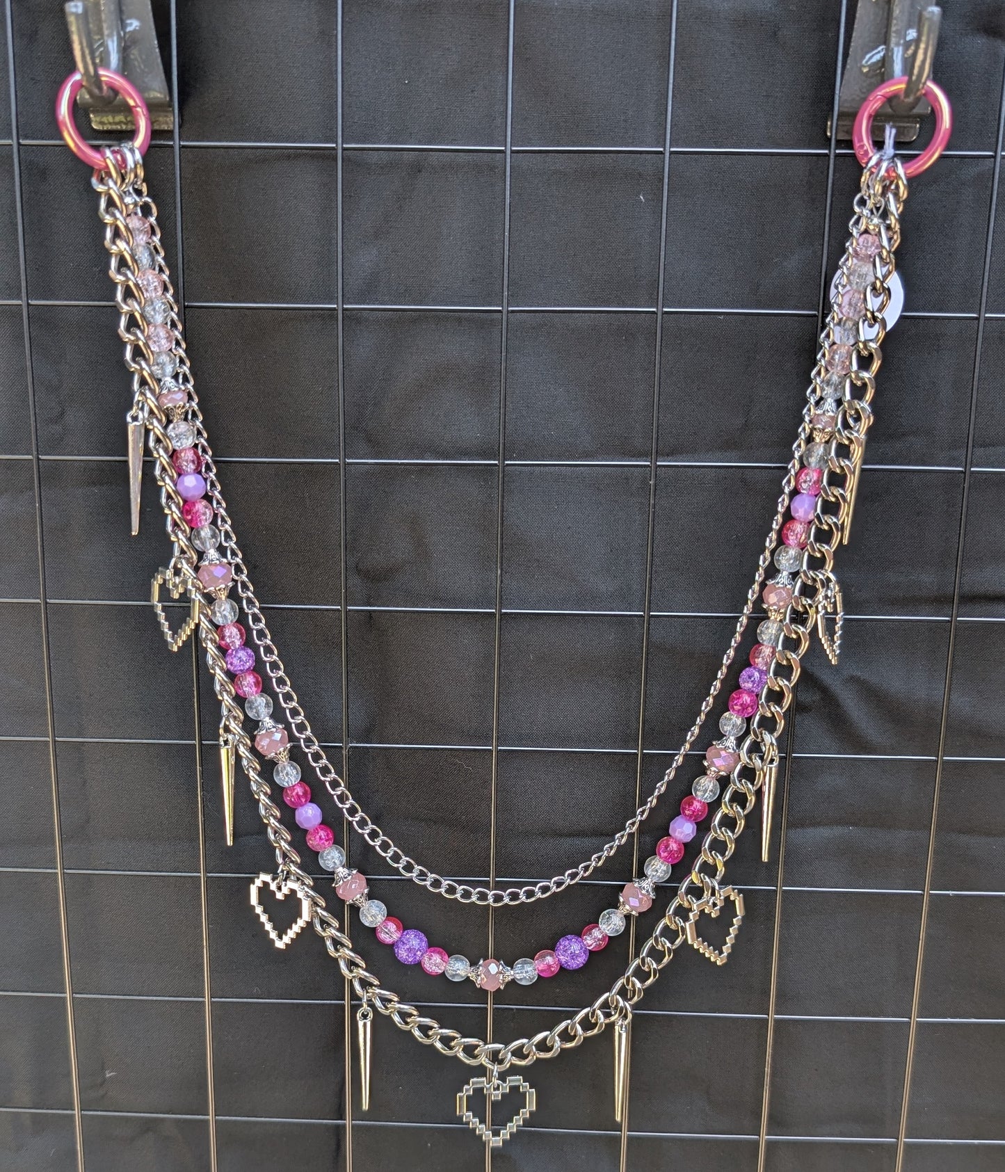 Pink Pixel Heart Pant Chain