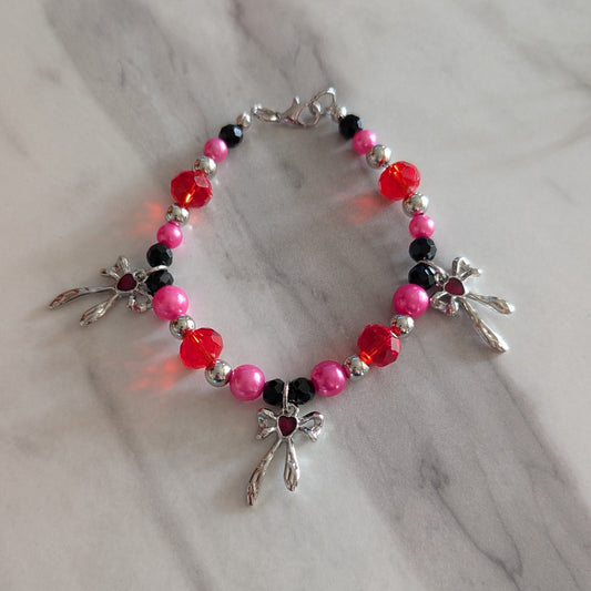 Red & Pink Bow Bracelet