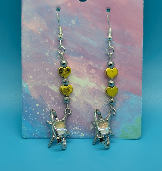 Yellow Heart & Star Earrings