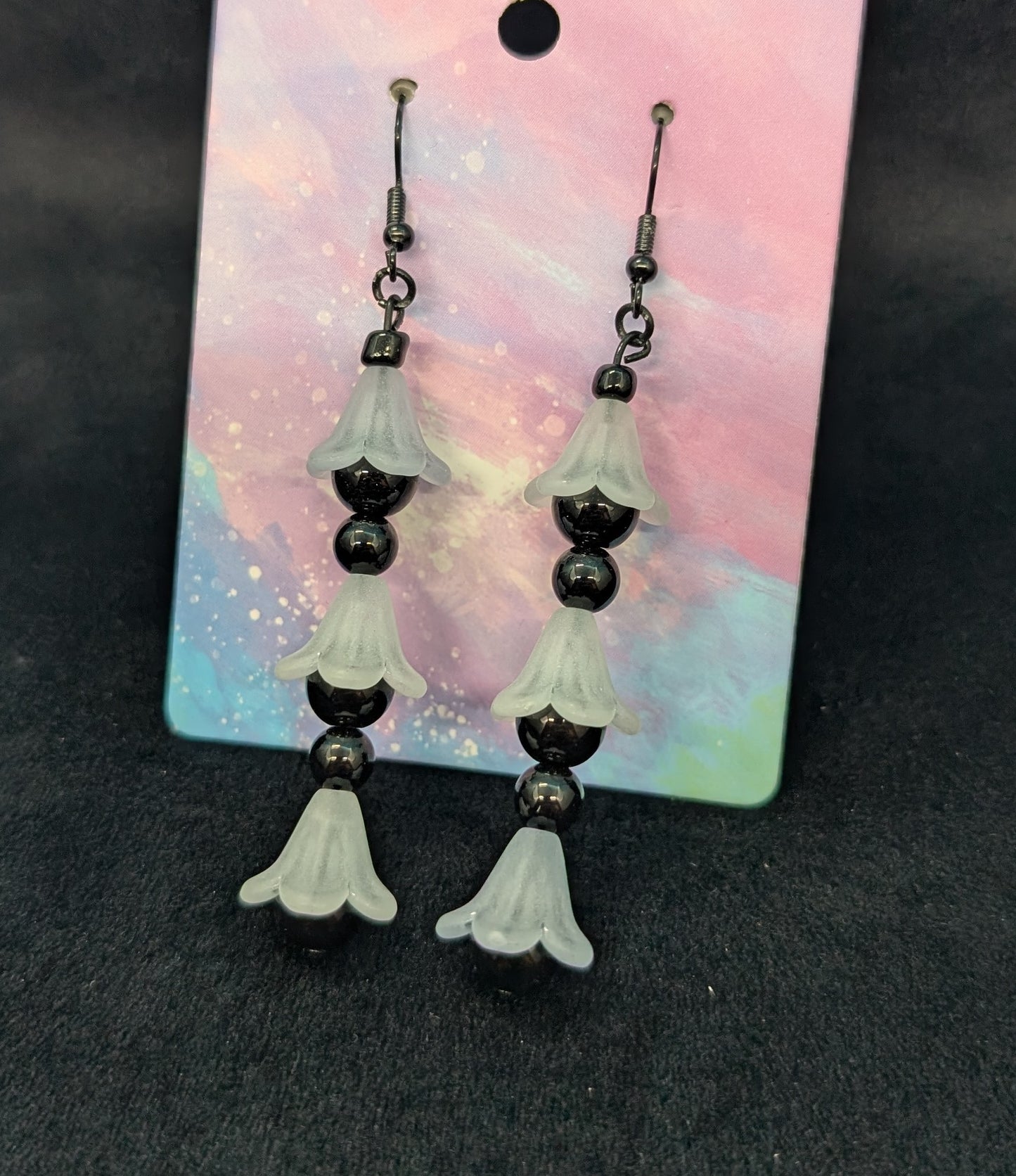 Long Blue Flower Earrings