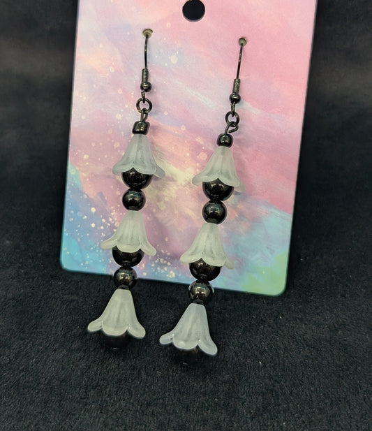 Long Blue Flower Earrings