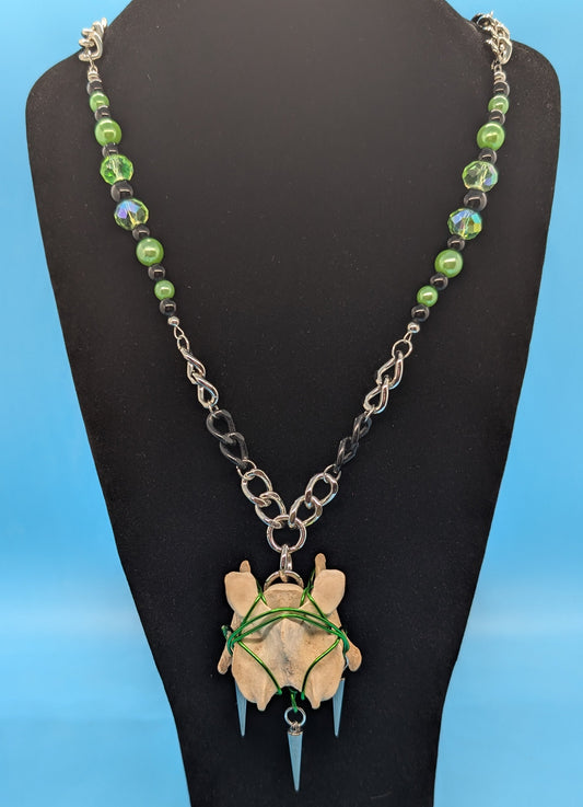 Black & Green Coyote Bone Necklace