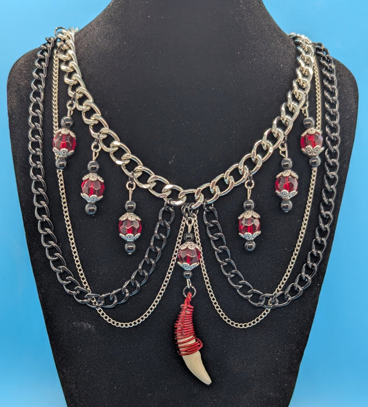 Red & Black Dog Tooth Choker