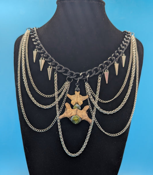 Black & Silver Racoon Bone Choker