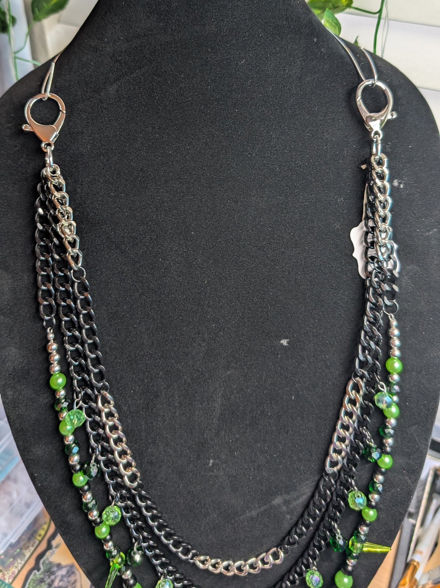Black & Green Spike Pant Chain