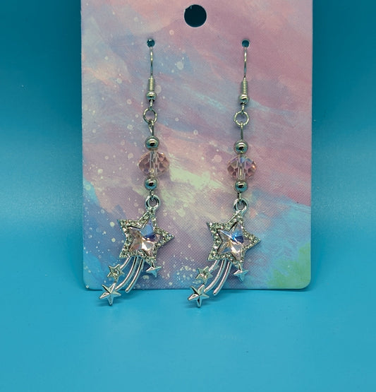 Pastel Pink Star Earrings
