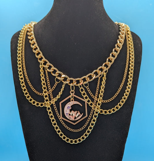 Golden Crystal Moon Choker